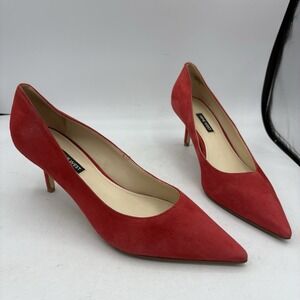 Nine West Shoes Heels Womens Size 10 M Arlene Point Toe Pumps Red Leather